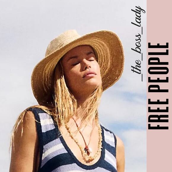 Free People hat woven boho beach dipped crown wide brim summer beach - Picture 5 of 5